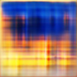 Abstract in blue, orange & yellow