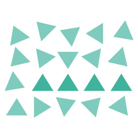 A series of random green triangles four line up neatly