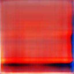 Abstract square image in red with blue at the bottom edge
