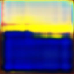 Abstract image with layers of colour in blue and yellow